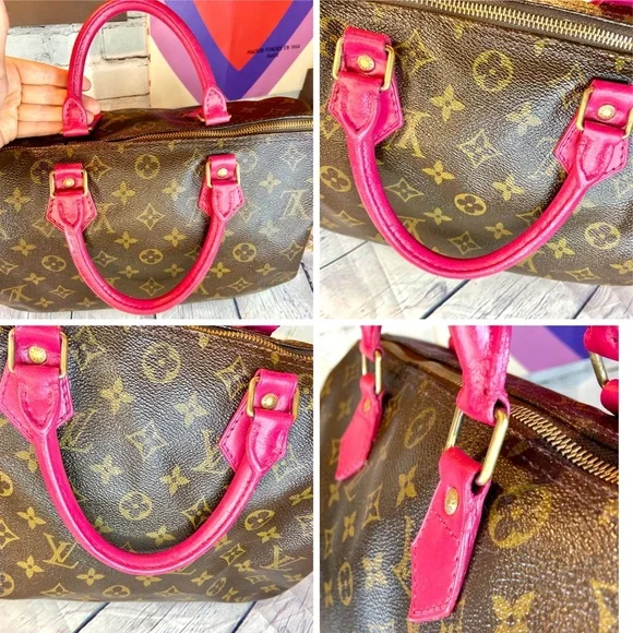 Louis Vuitton Speedy 30 custom painted with bag charm *READ DESCRIPTION* - Picture 14 of 16